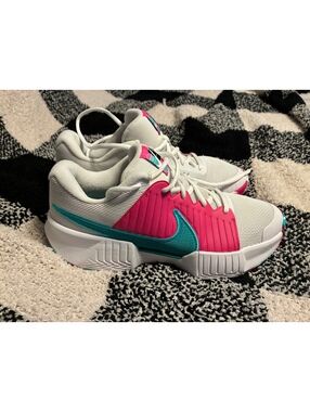 Nike Zoom Vapor Lite 2 Pickleball Court Shoes White Pink Teal Women's 10.5